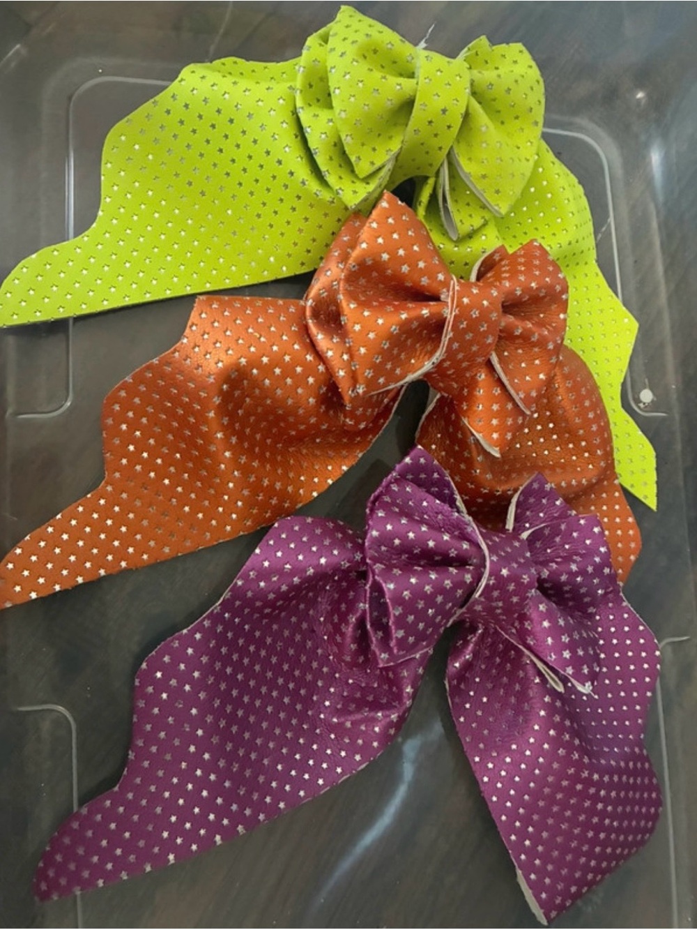 Vibrant Kids/ teens Bow Hair Clips - Lime Green, Orange & Purple